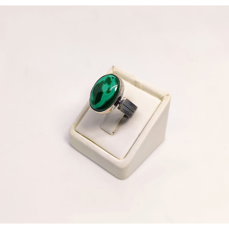 Malahit Doğal Taş Gümüş Bayan Yüzük