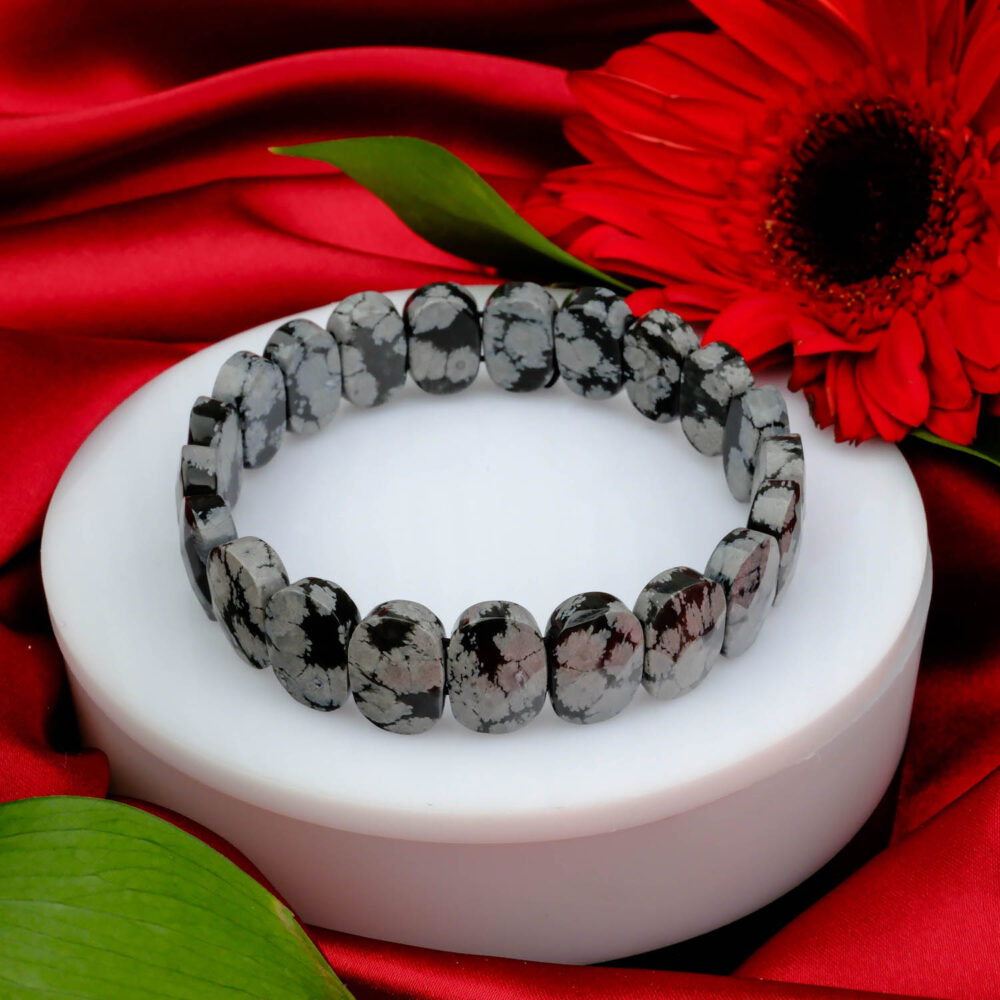 Kar Obsidyen Doğal Taş Rolex Bileklik