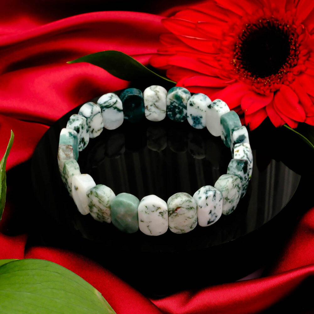 Moss Agate (Yosunlu Akik) Doğal Taş Rolex Bileklik