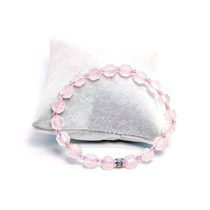 Özel Kesim Pembe Kuvars Doğal Taş Bileklik (8mm)