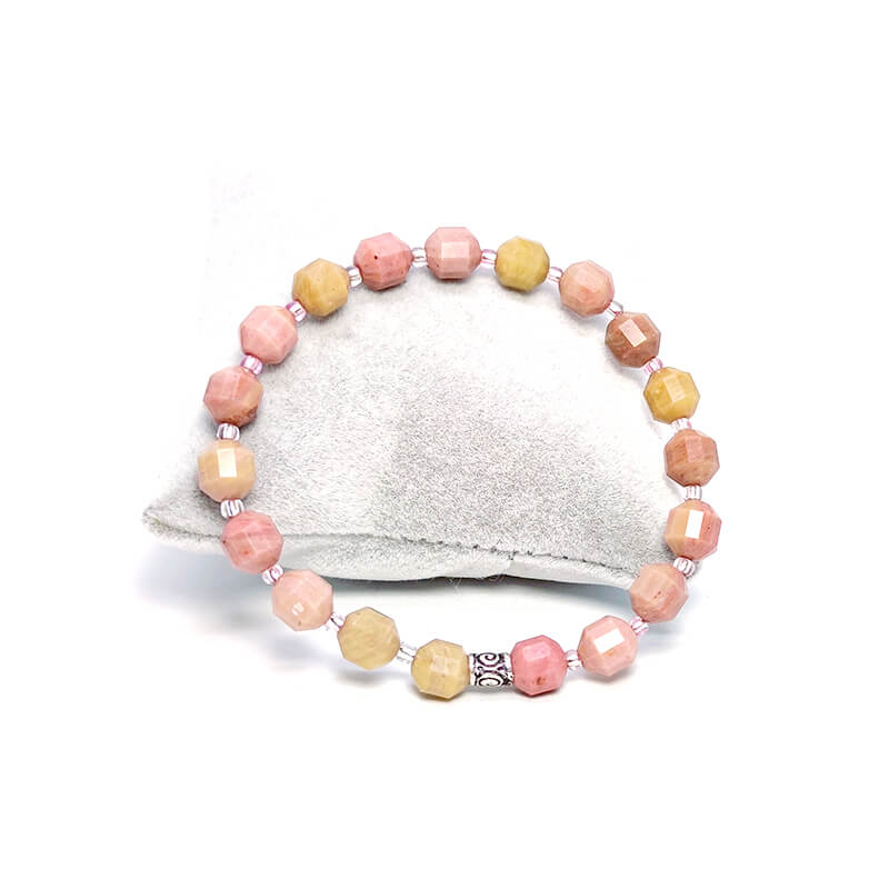 Özel Kesim Rodonit Doğal Taş Bileklik (8mm)