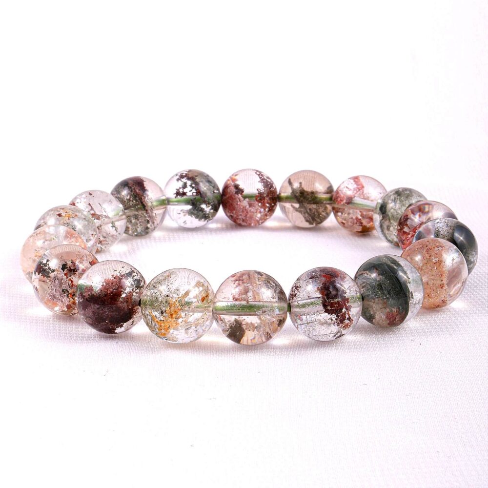 Renkli Garden Kuvars (Manzaralı Kuvars) Doğal Taş Bileklik (11-12mm)
