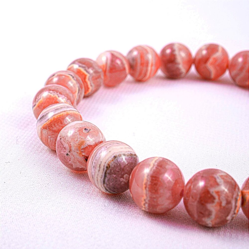 5A Kalite Rodokrozit (Rodokrosit) Doğal Taş Bileklik (9-10mm)