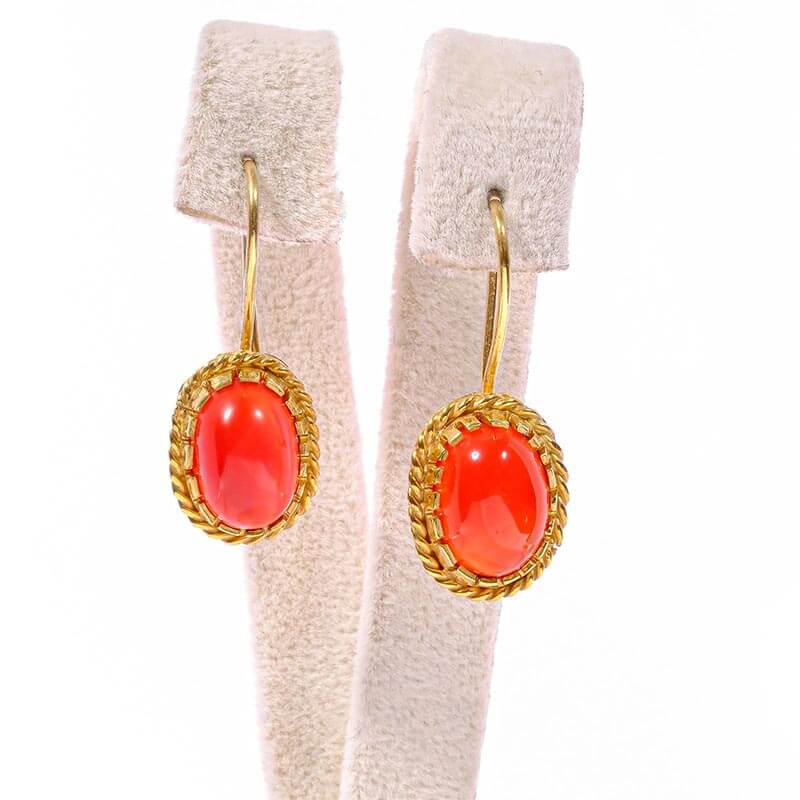 Orijinal Natural Akik Doğal Taş Gold Gümüş Küpe