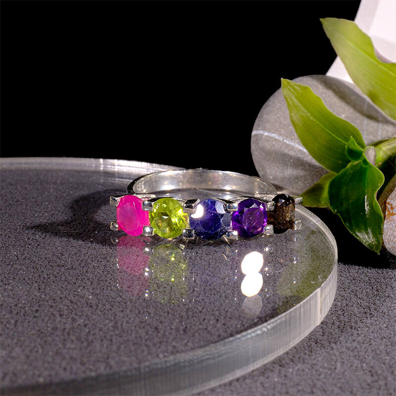 Karışık Beştaş Gümüş Bayan Yüzük