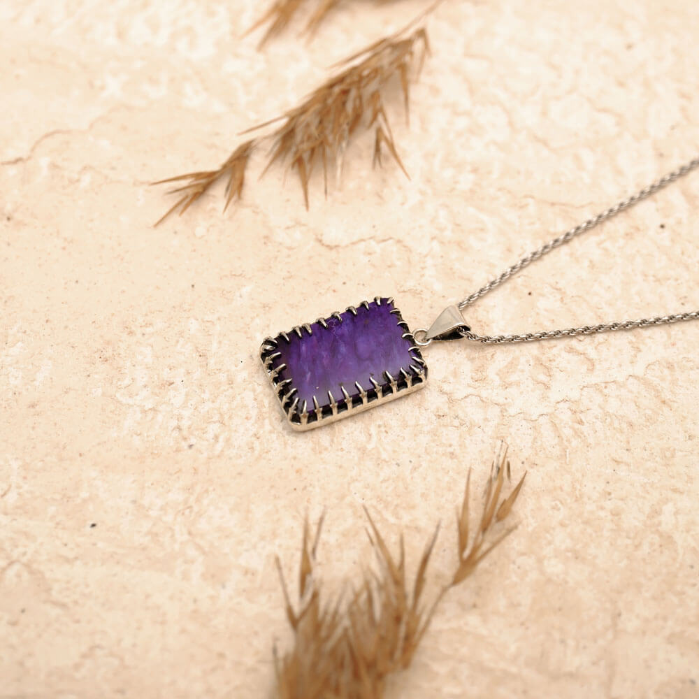 Çeroit Doğal Taş Gümüş Bayan Kolye