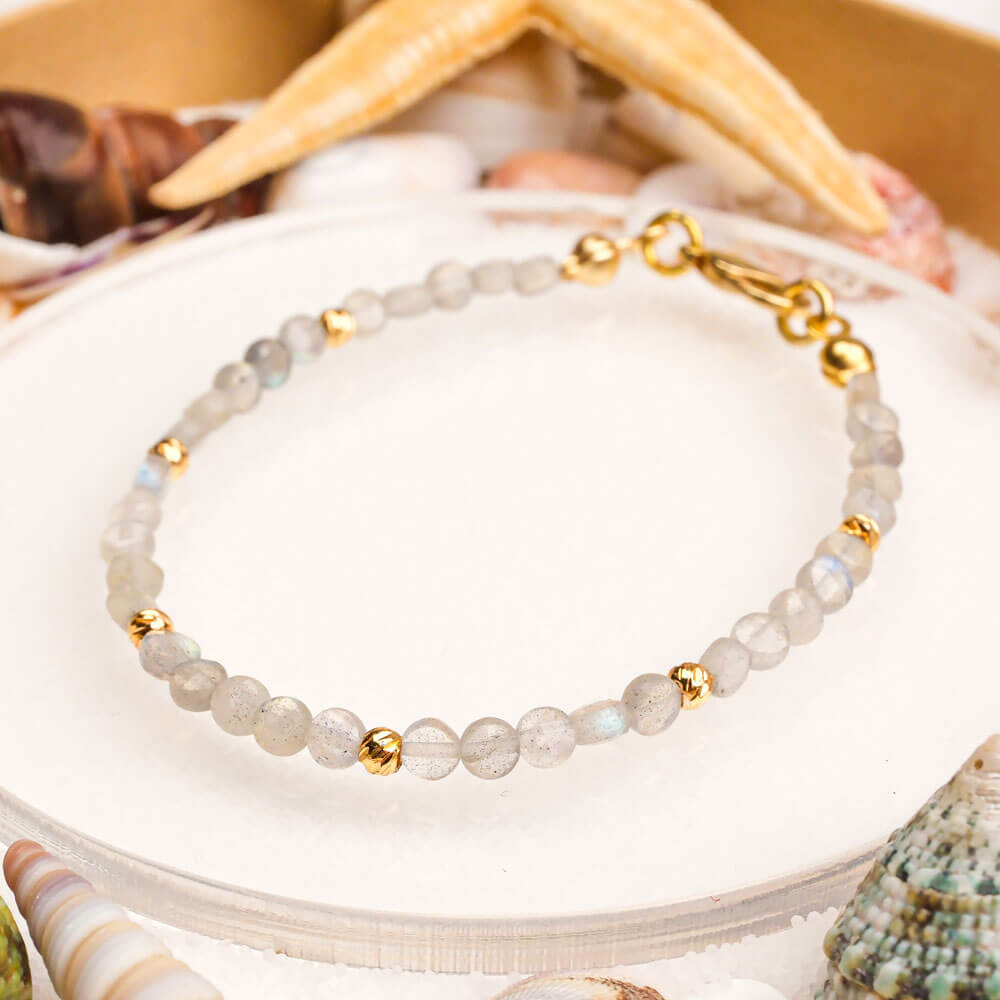 Labradorit Doğal Taş Çelik Bileklik