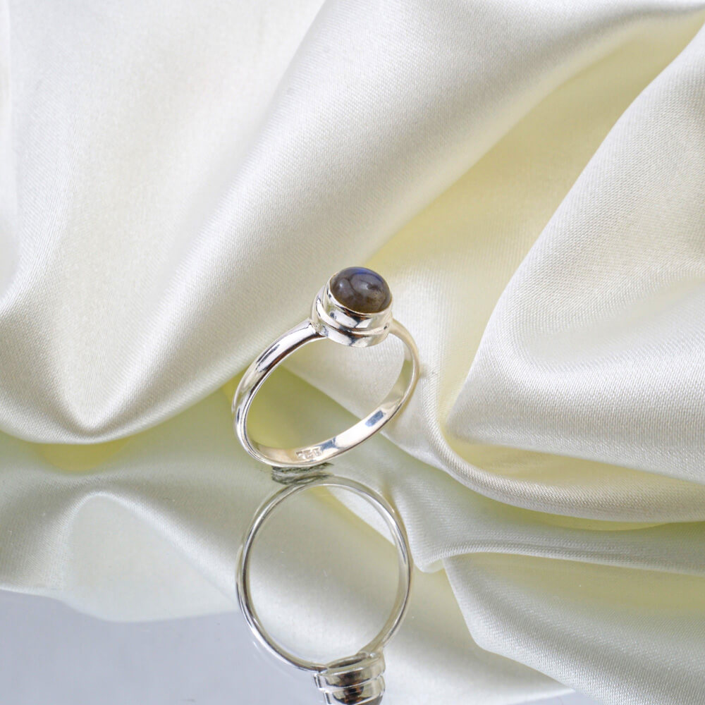 Labradorit Doğal Taş Gümüş Bayan Yüzük