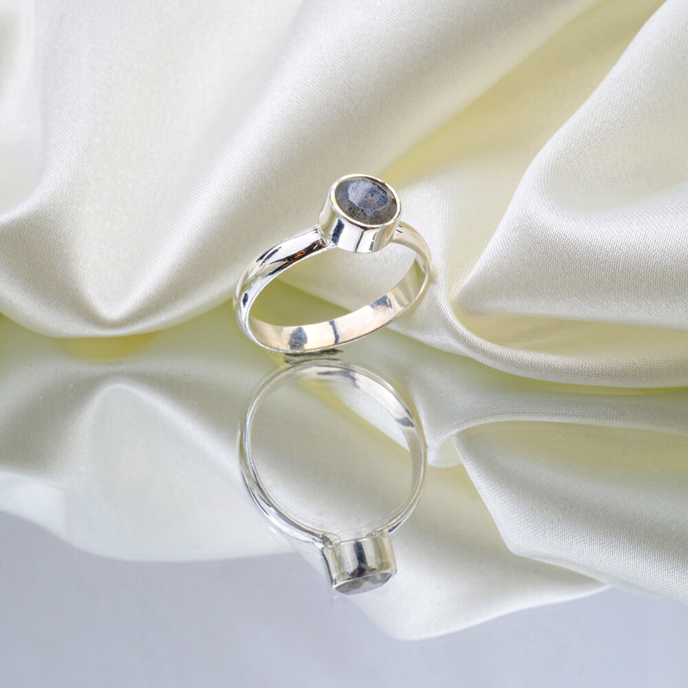 Labradorit Doğal Taş Gümüş Bayan Yüzük