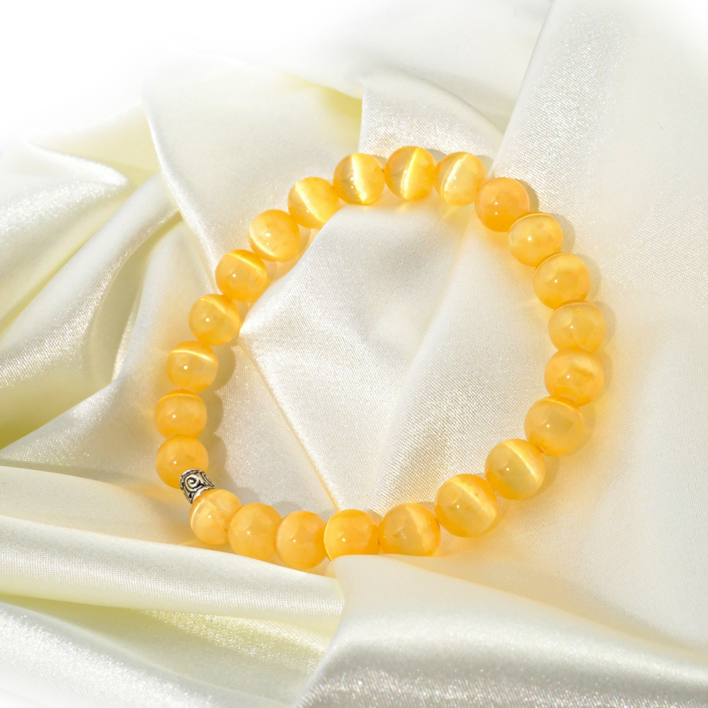 5A Kalite Turuncu Renk Selenit Doğal Taş Bileklik (8mm)