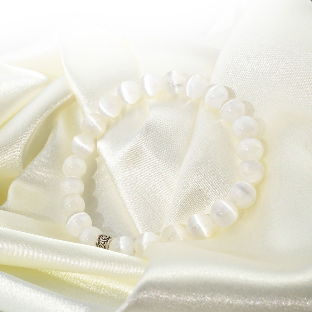 5A Kalite Selenit Doğal Taş Bileklik (8mm)