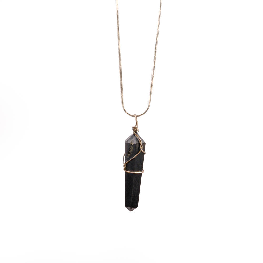 Shungite (Şungit) Doğal Taş Metal Kolye