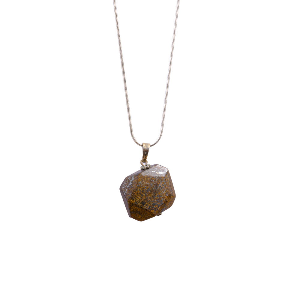 Bronzit Taşı Metal Kolye
