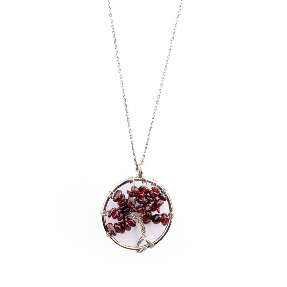Lal (Garnet) Doğal Taş Metal Kolye