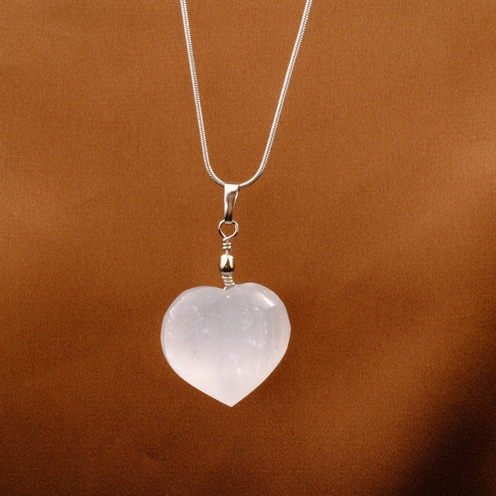 Selenit Doğal Taş Metal Kolye