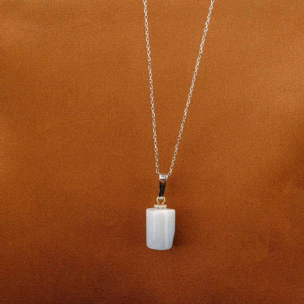 Akuamarin Doğal Taş Metal Kolye