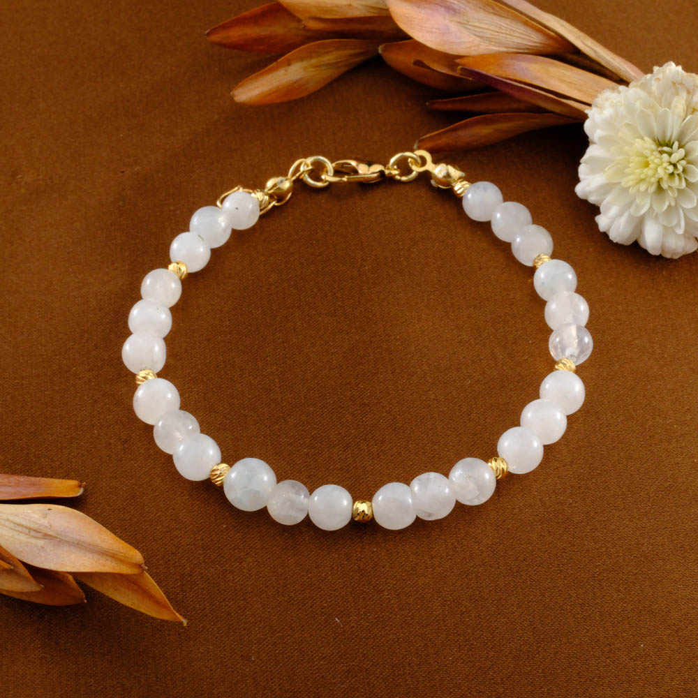 Ay Taşı Doğal Taş Çelik Bileklik