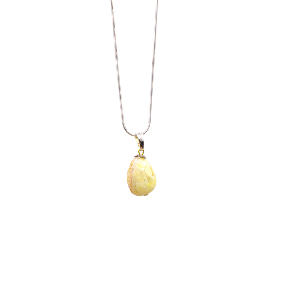 Sarı Opal Taşı Metal Kolye