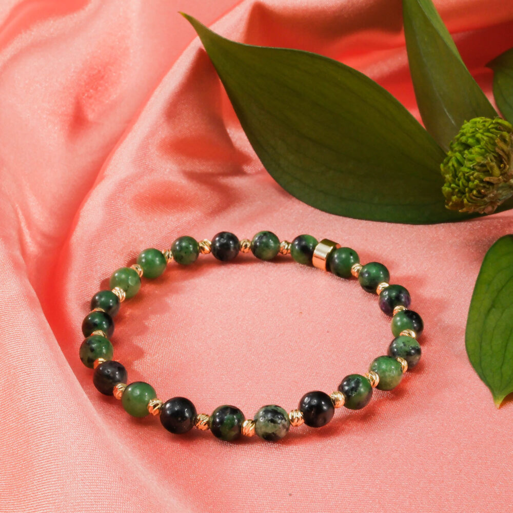 Anyolit Doğal Taş Çelik Dorika Bileklik (6mm)