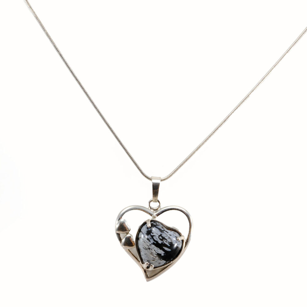 Obsidyen Doğal Taş Metal Kolye