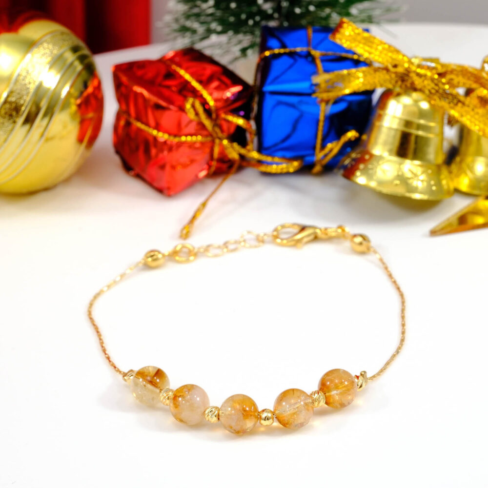 Sitrin Doğal Taş Çelik Bileklik