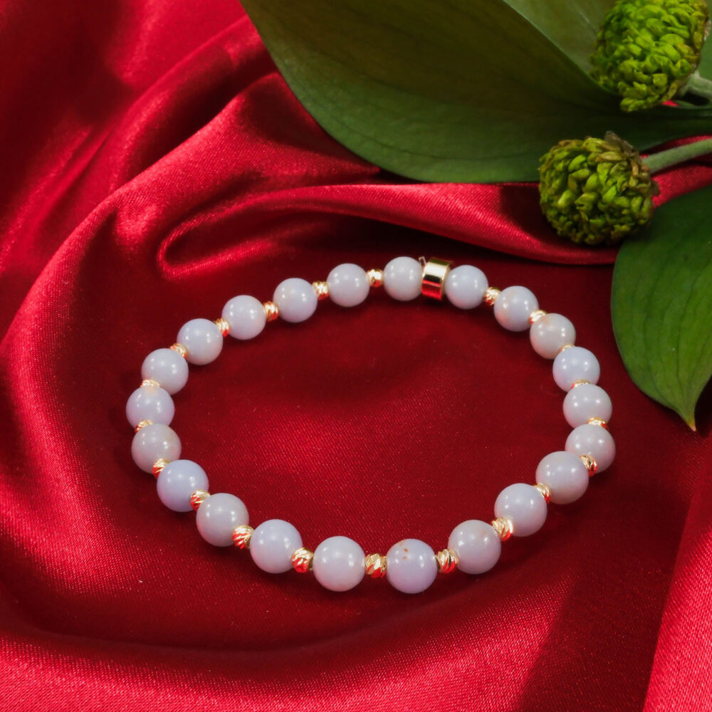 Anjelit Doğal Taş Çelik Dorika Bileklik (6mm)