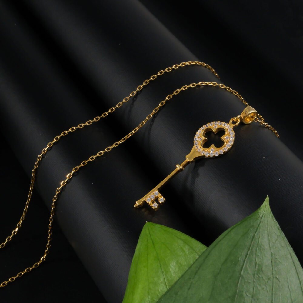 Anahtar Model Gold Gümüş Bayan Kolye