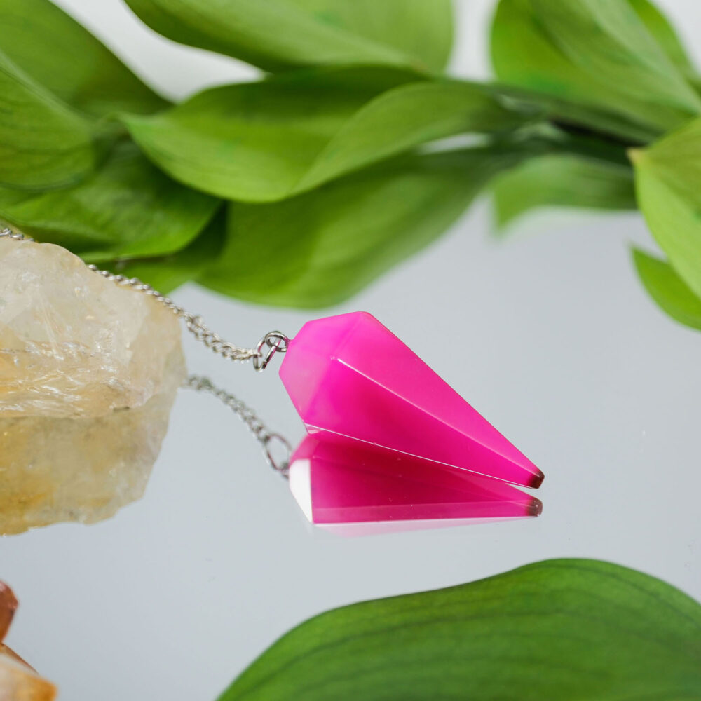 Pembe Akik Doğal Taş Pandül (Sarkaç)