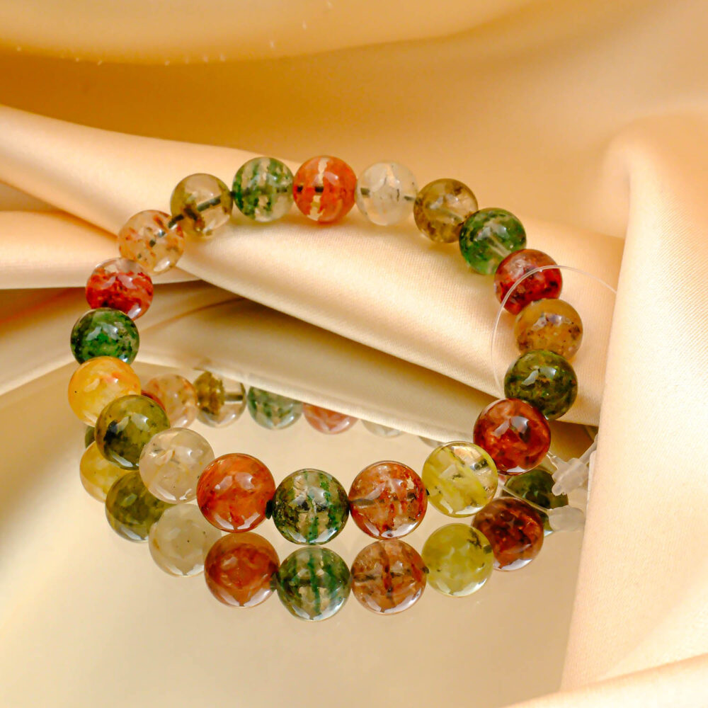 Renkli Garden Kuvars (Manzaralı Kuvars) Doğal Taş Bileklik (11-12,5mm)