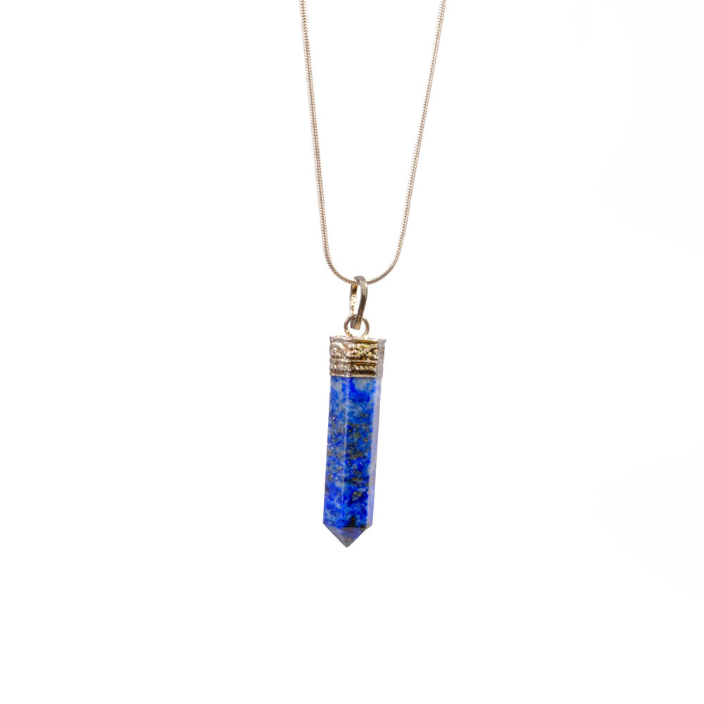 Lapis Lazuli Doğal Taş Metal Kolye