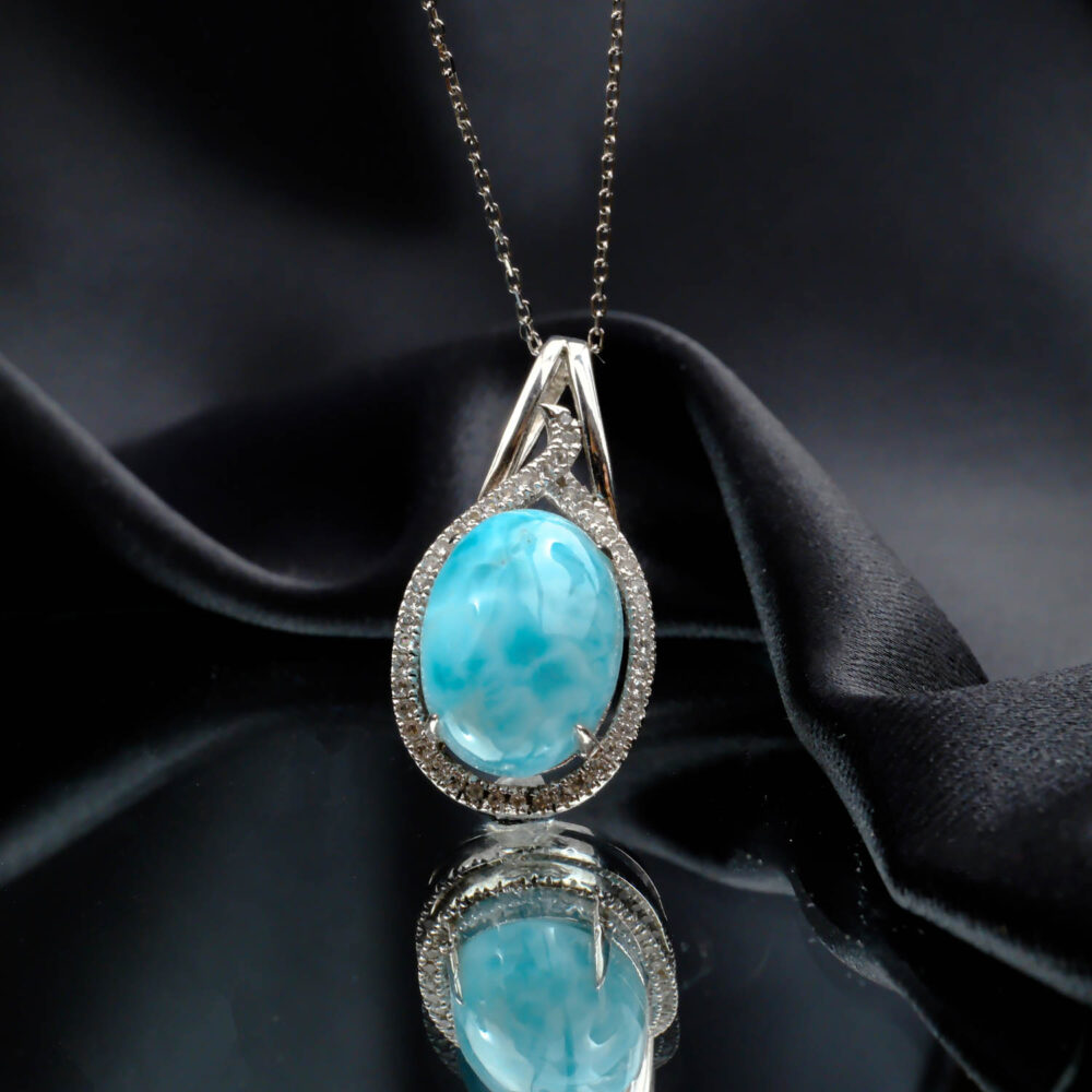 Larimar Doğal Taş Gümüş Bayan Kolye