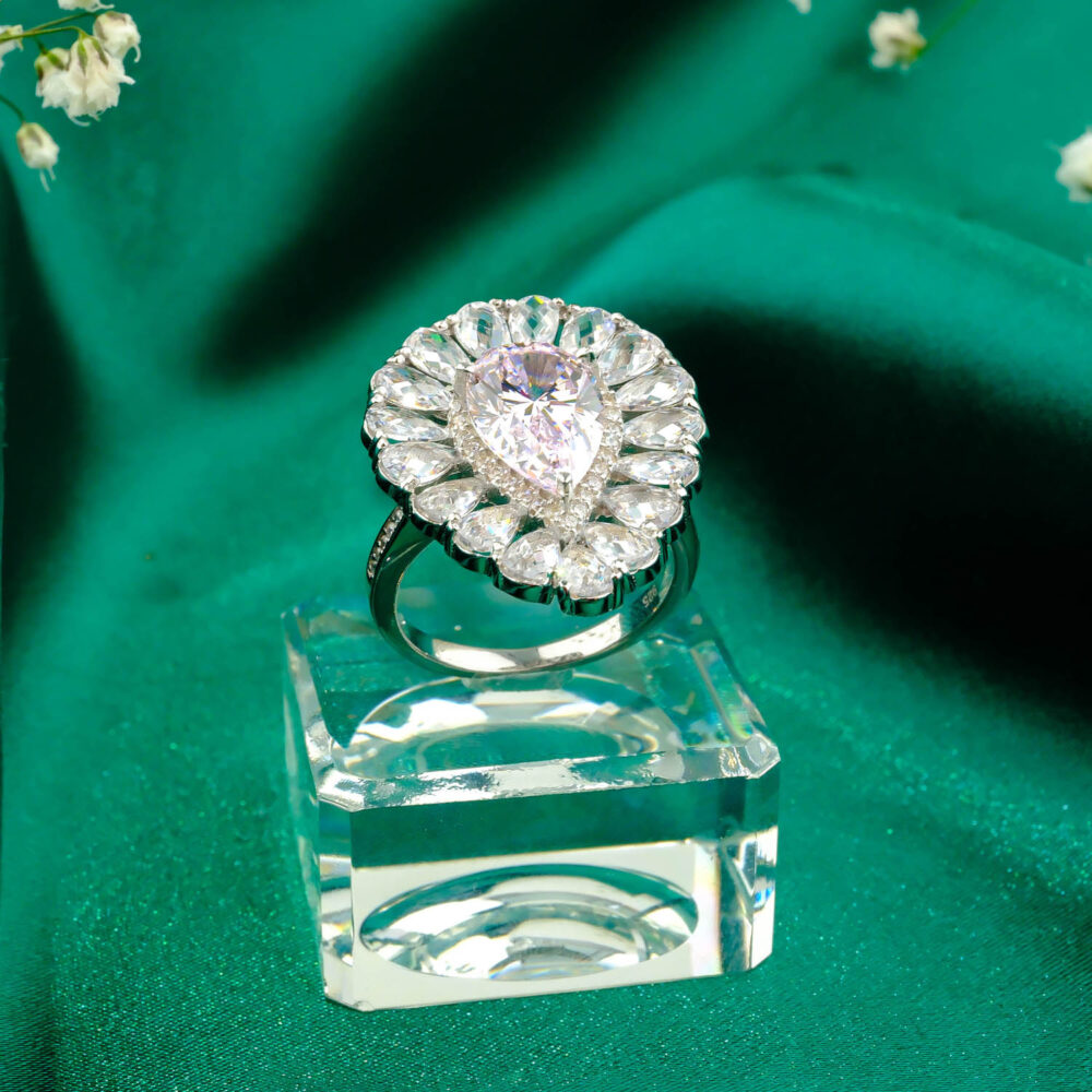 Pembe Amerikan Elması Gümüş Bayan Yüzük