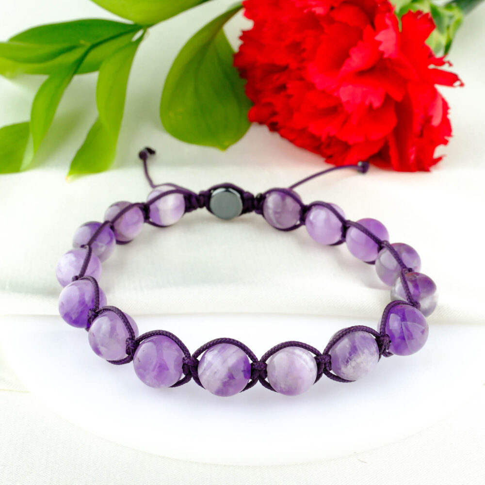 Ametist Doğal Taş Örme Bileklik
