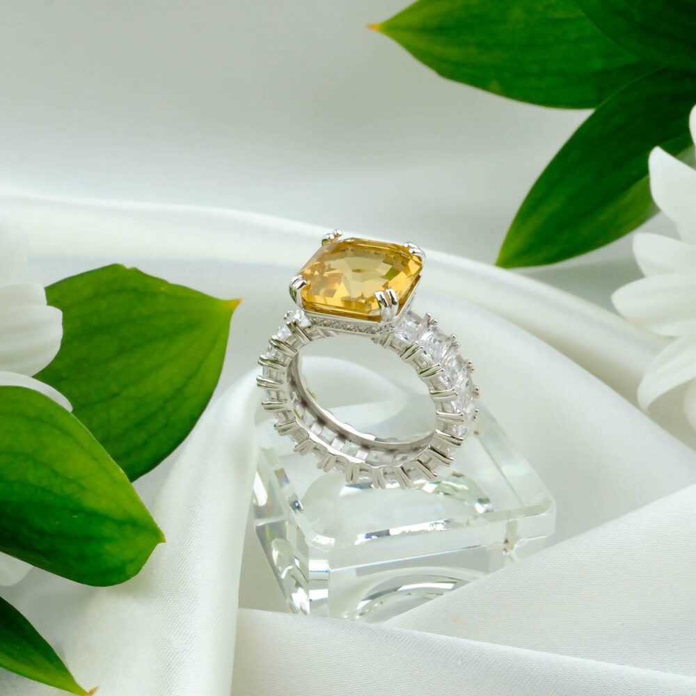 Sitrin Doğal Taş Gümüş Bayan Yüzük