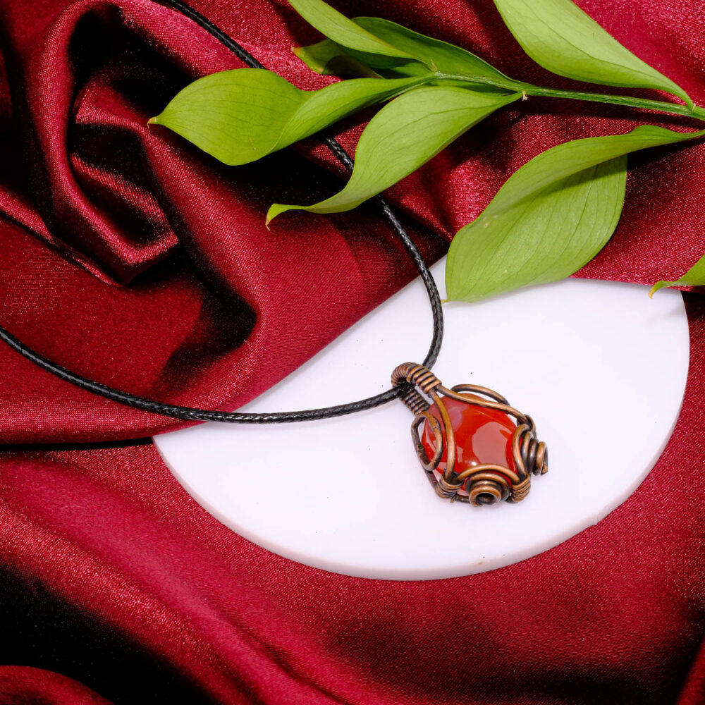 Akik Doğal Taş Bakır Kolye