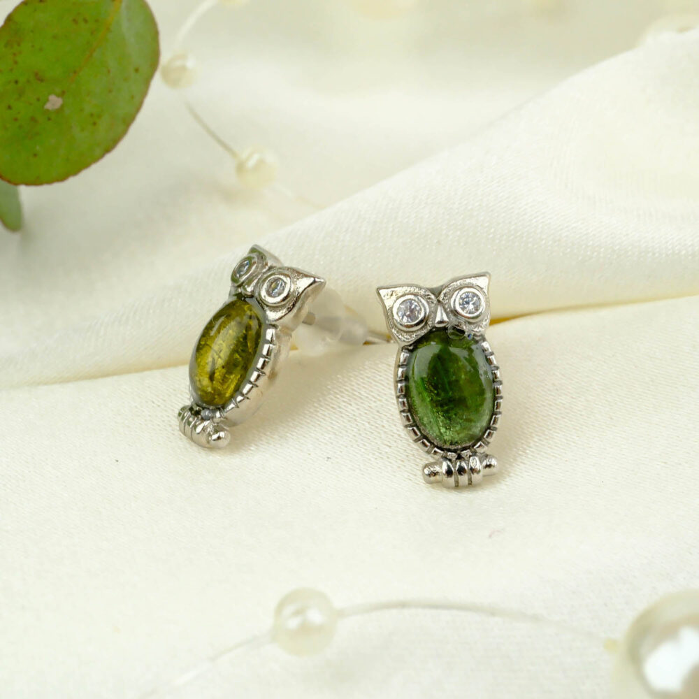 Turmalin Doğal Taş Gümüş Küpe