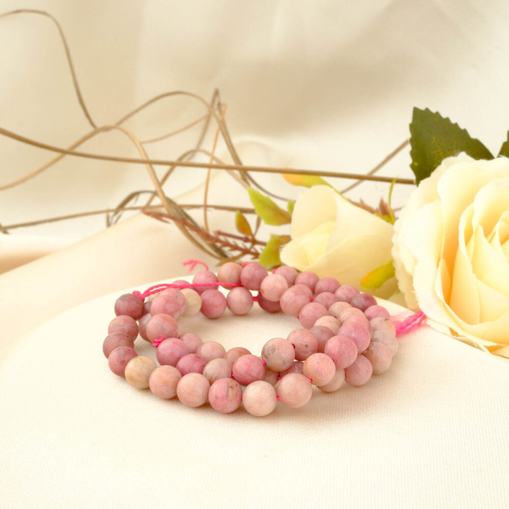 Pembe Rodonit Doğal Taş Dizi (6mm)
