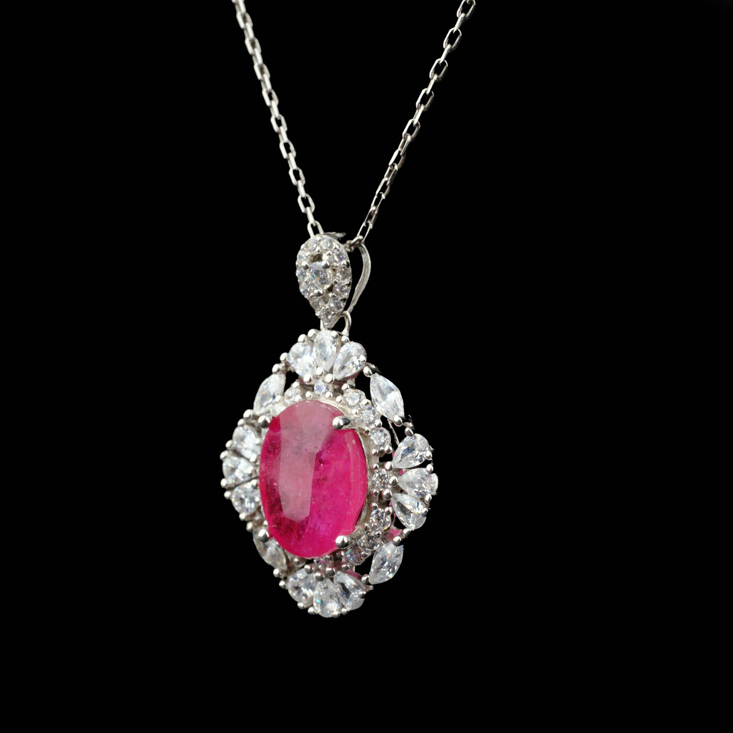 4.5 ct orijinal Yakut Taşı gümüş kolye2-4