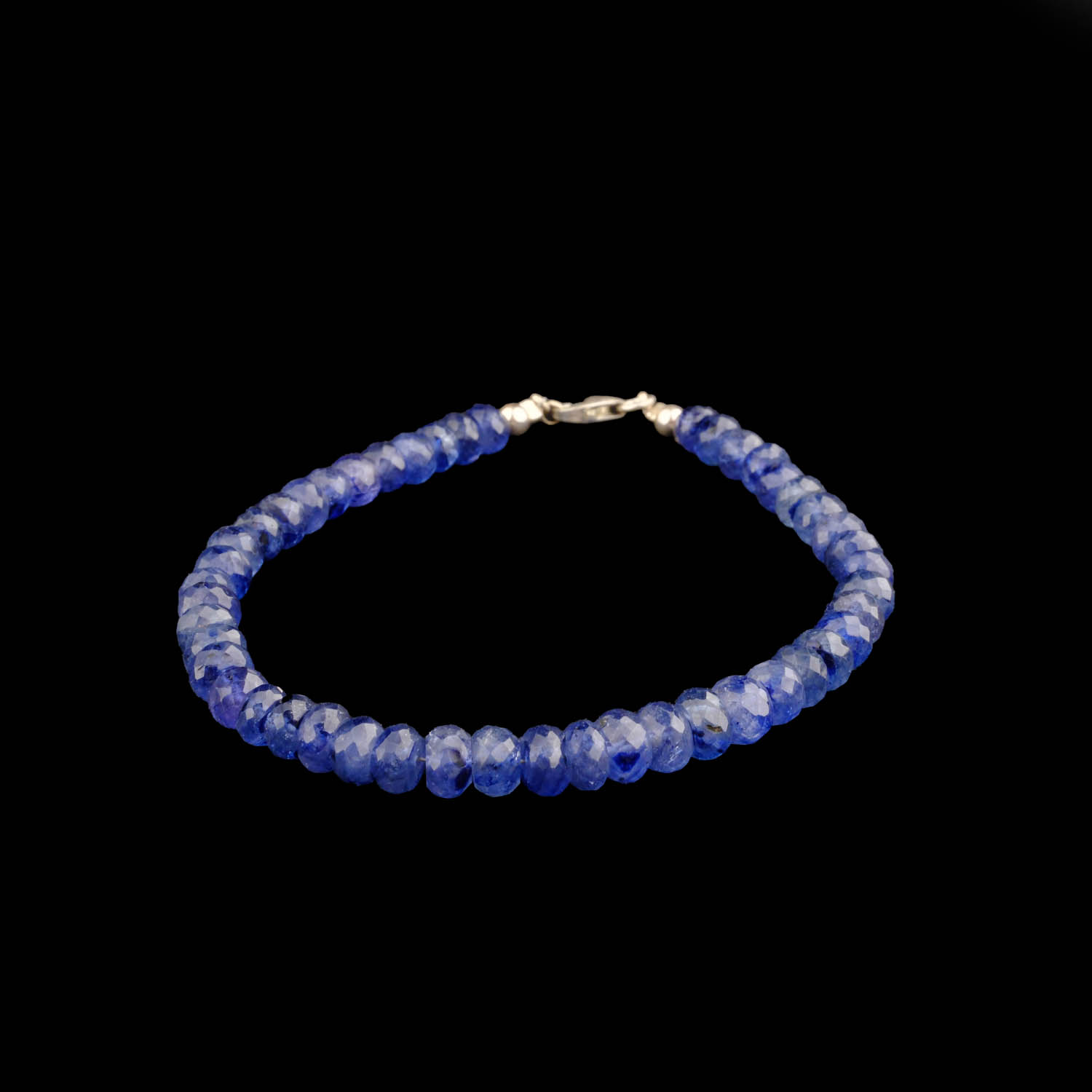 5A Kalite Orijinal safir Taşı Rondel 5-6 mm Süzme 925 ayar gümüş bileklik-7-4