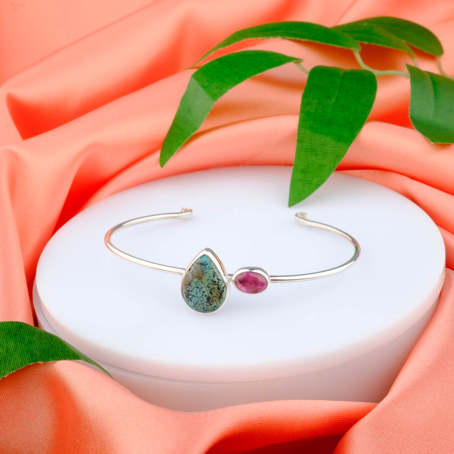 Bracciale in argento e turchese naturale