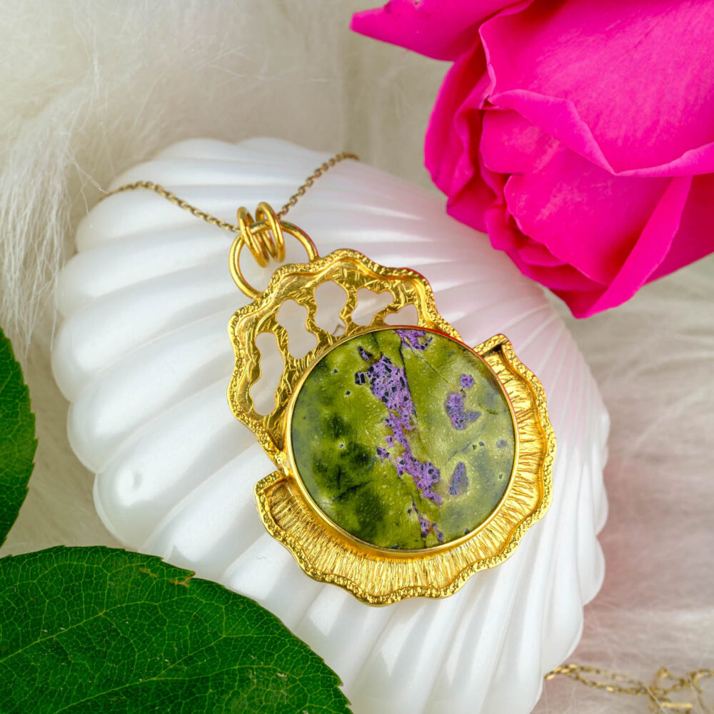 Atlantis Doğal Taş Gümüş Gold Kolye