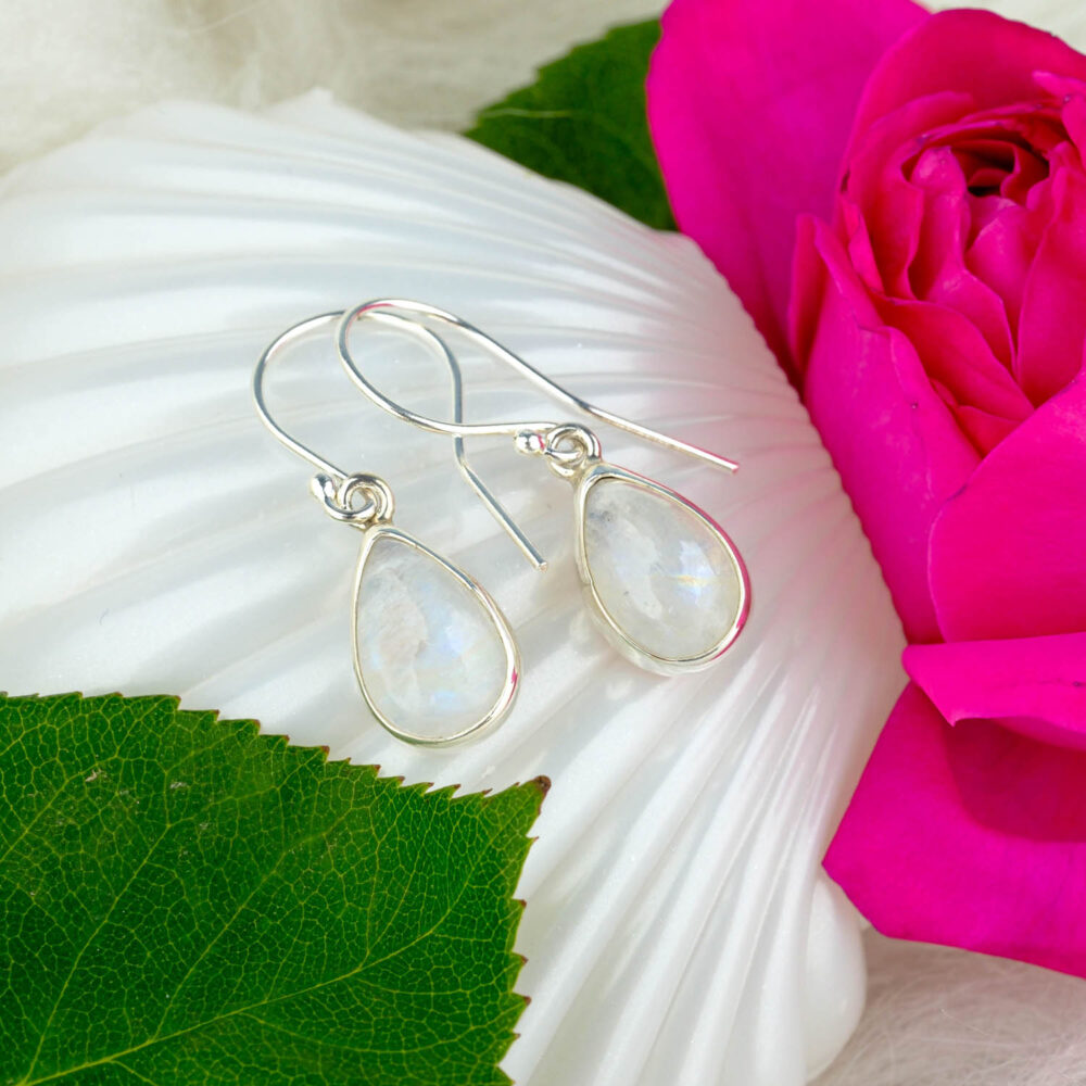 Ay Taşı Doğal Taş Gümüş Küpe