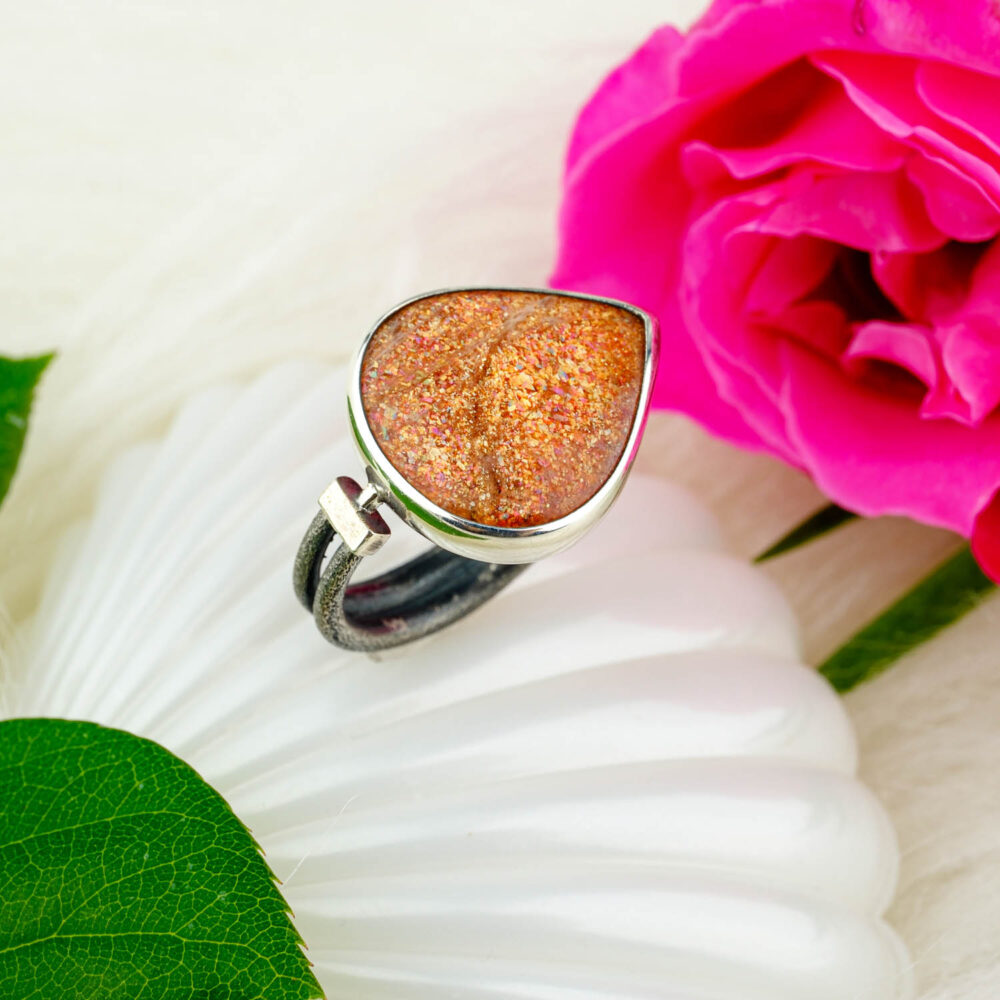 Orjinal Güneş Taşı Gümüş Bayan Yüzük