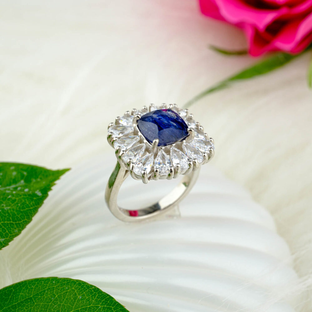 Safir Doğal Taş Gümüş Bayan Yüzük (2.7ct)