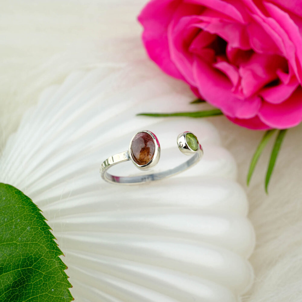 Turmalin Doğal Taş Gümüş Bayan Yüzük