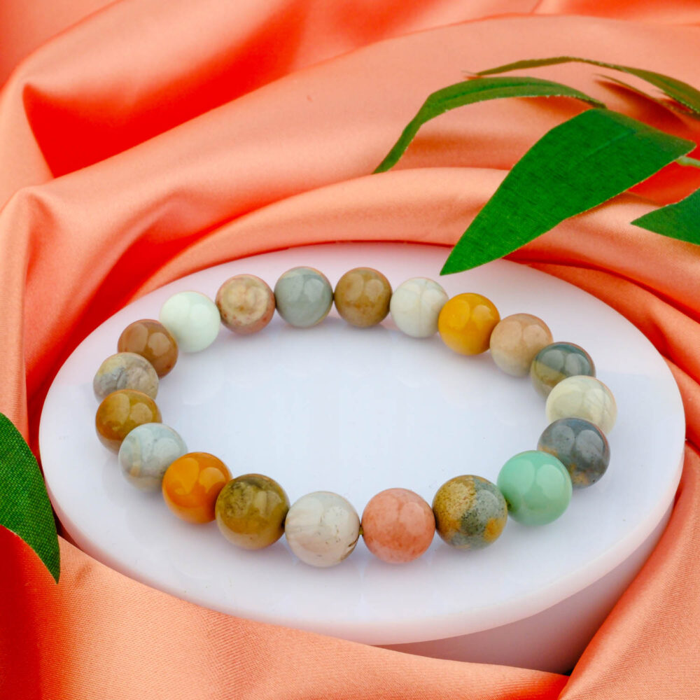 Özel Alashan Agate Doğal Taş Bileklik (10mm)