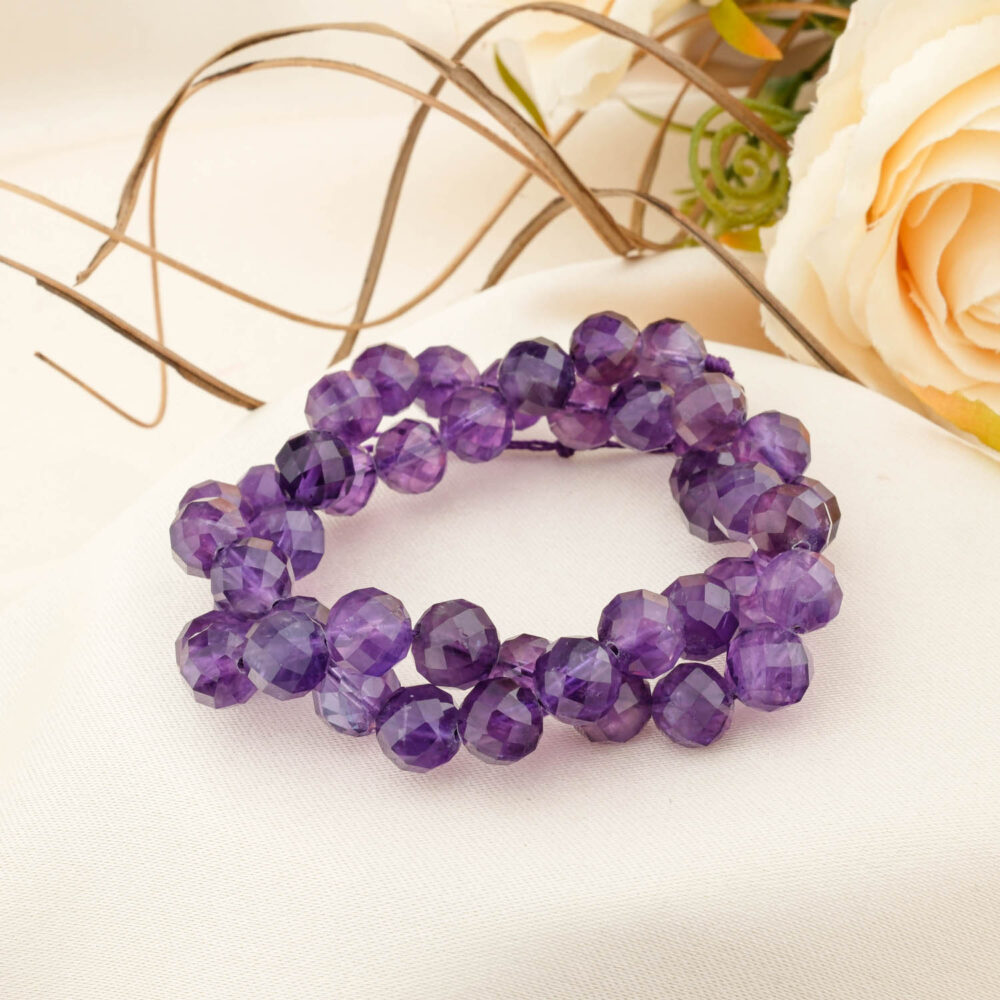 5A+Kalite Ametist Doğal Taş Faset Kesim Dizi (8mm)