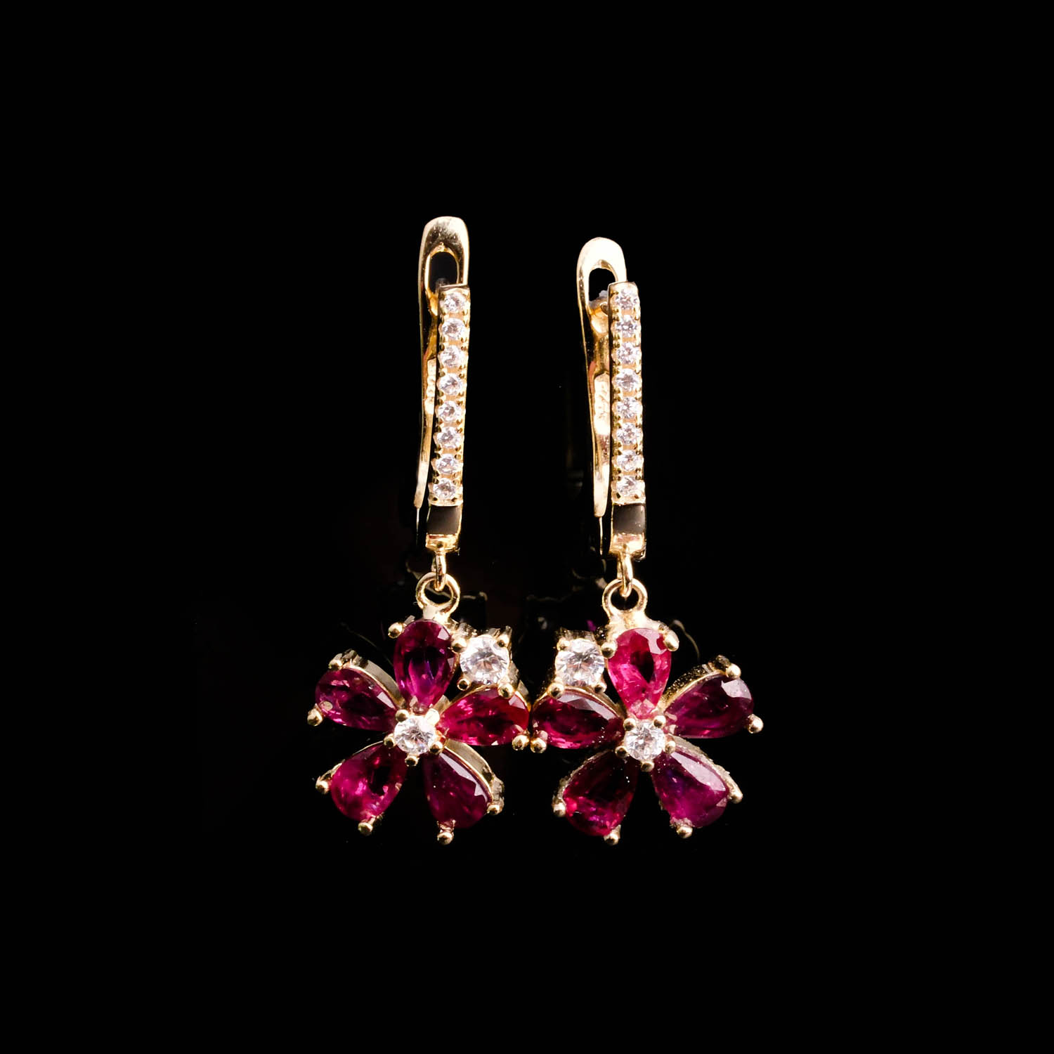2.51 ct orijinal Yakut Taşı Gold gümüş küpe