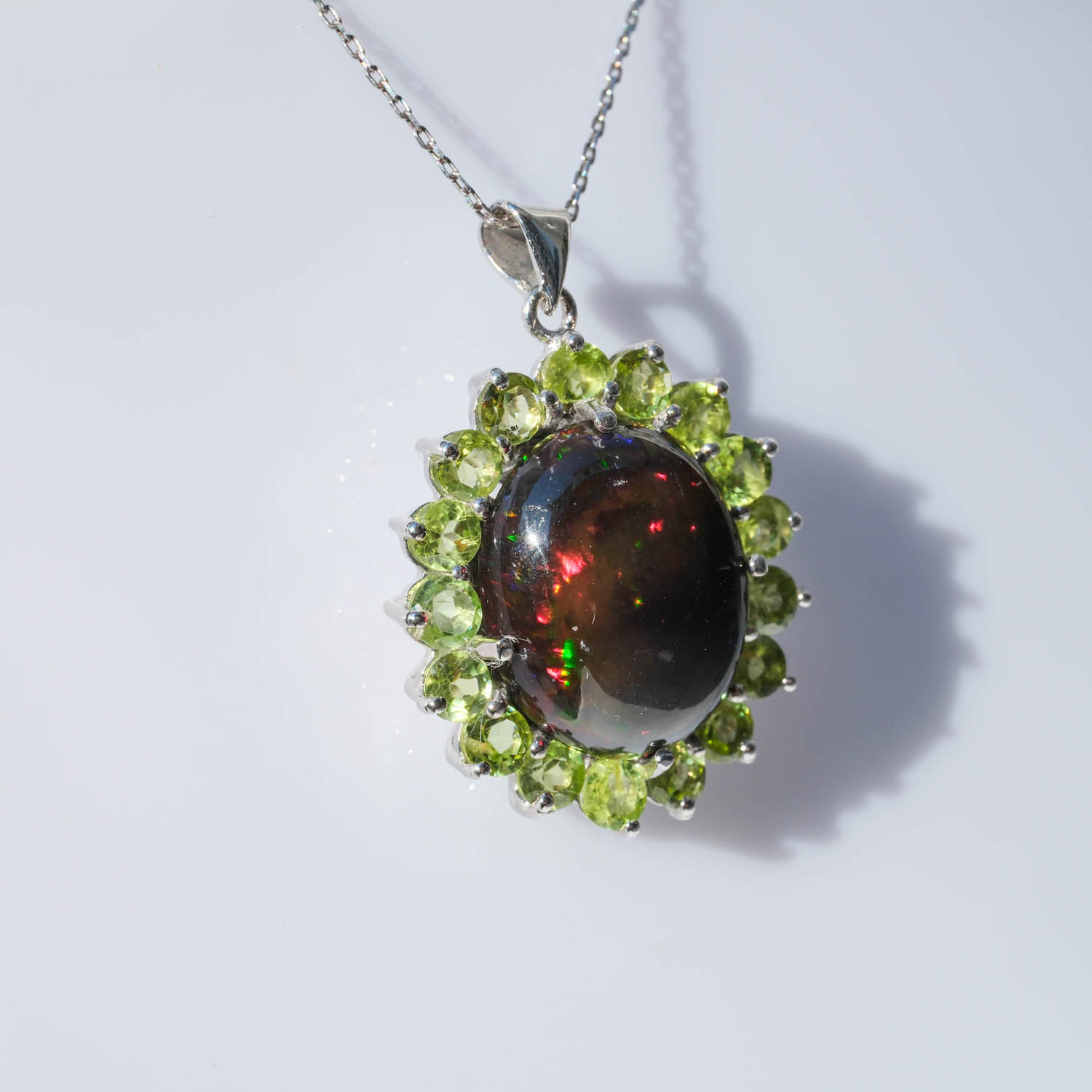 Orijinal Zebercet (4.76 ct) ve siyah opal(11 ct) Taşı Özel tasarım kolye16-01
