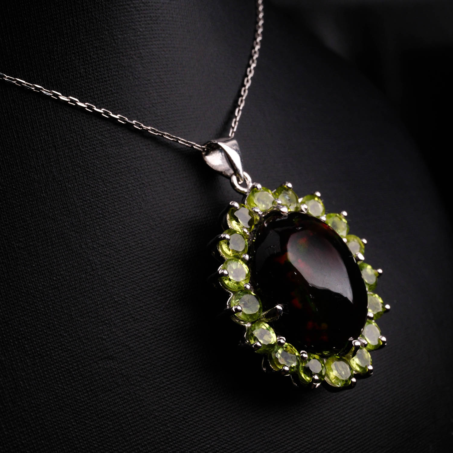 Orijinal Zebercet (4.76 ct) ve siyah opal(11 ct) Taşı Özel tasarım kolye16-4